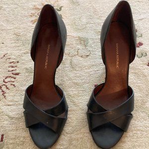 Banana Republic Leather Peep-Toe Heels